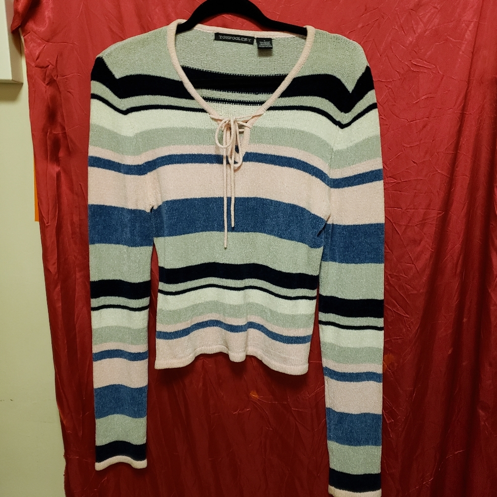 VINTAGE TOMFOOLERY SO SOFT TIE UP SWEATER/LG/NWOT